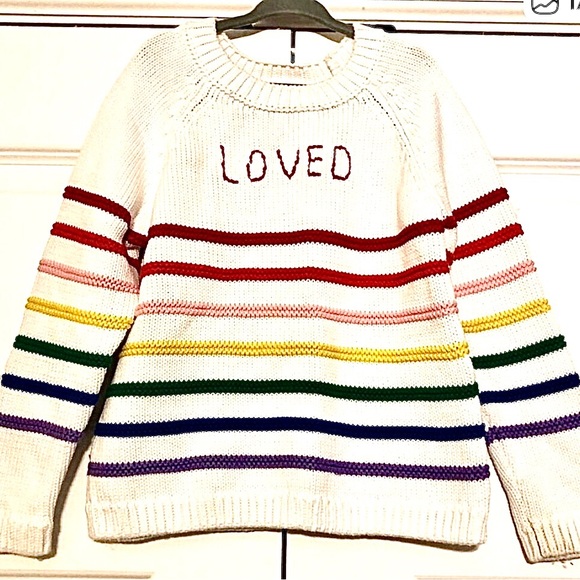 Hanna Andersson Other - HANNA ANDERSSON Girls Loved Rainbow Stripes Embroidered Sweater 5 MSRP $120